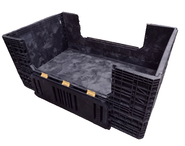 Reconditioned BCD 78" x 48" x 34" All Black All Good Runner Bulk Container-2 Drop Doors - Image 2