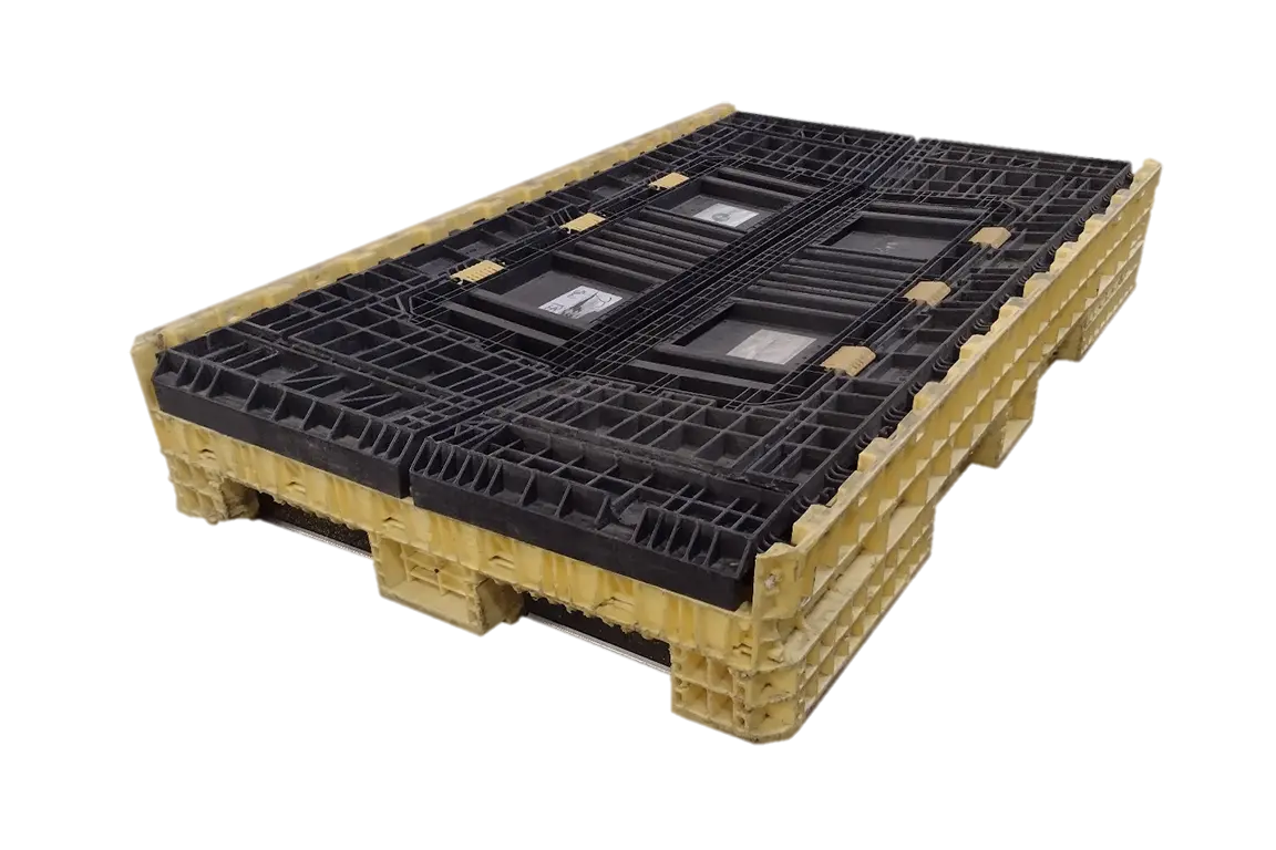 Reconditioned BCD 78" x 48" x 34" Mixed Color Bulk Container-4 Drop Doors - Image 2