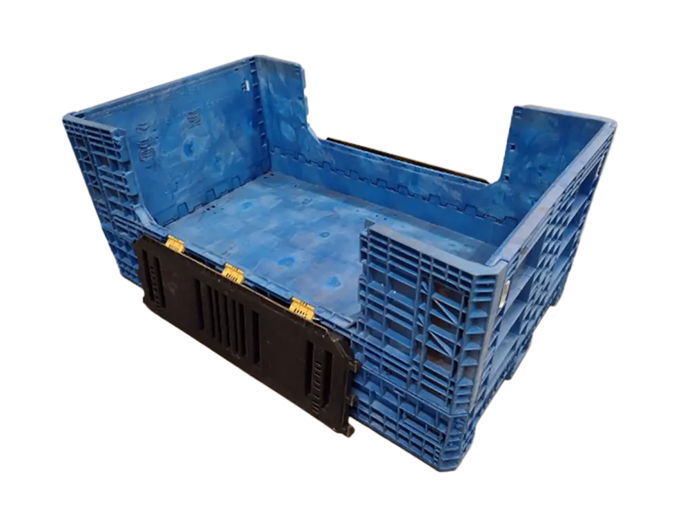 Reconditioned BCD 78" x 48" x 34" Mixed Color All Good Runner Bulk Container-2 Drop Doors 78" Side - Image 3