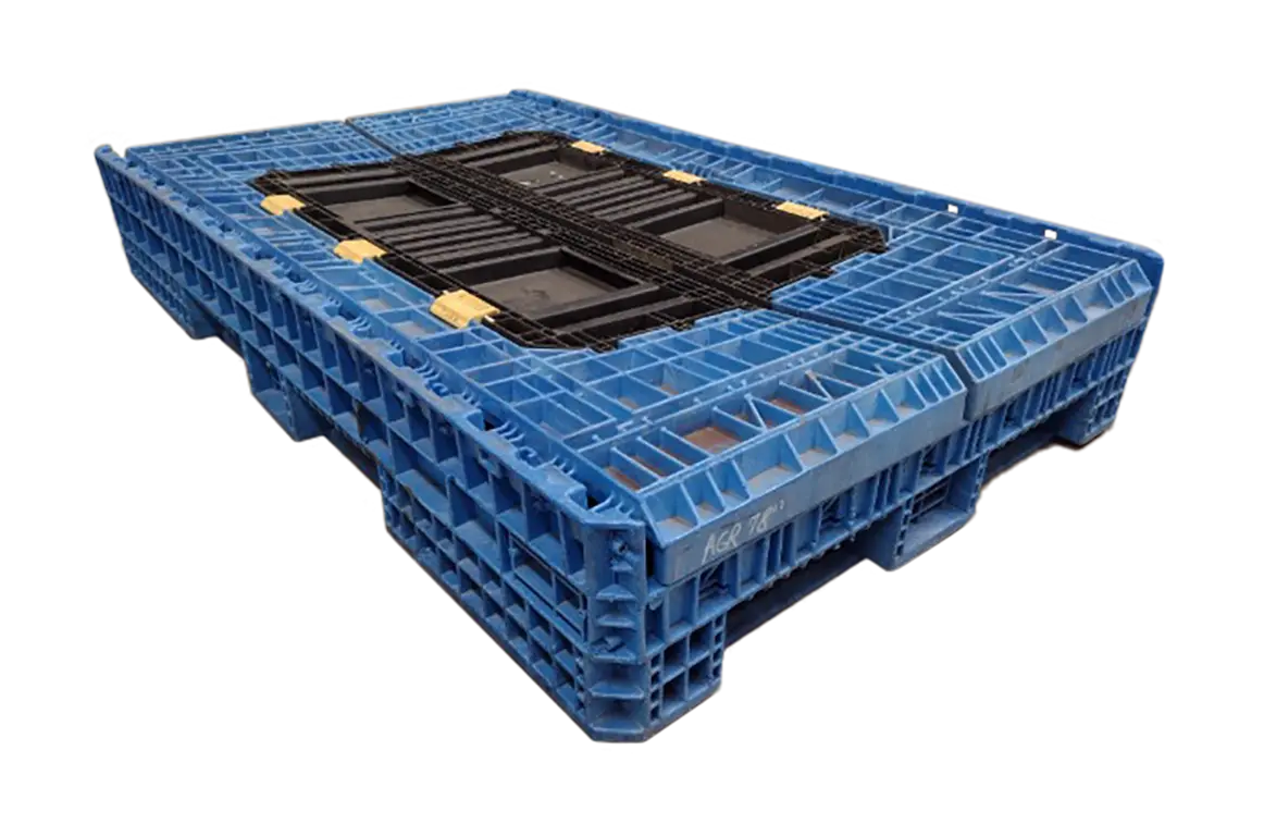 Reconditioned BCD 78" x 48" x 34" Mixed Color All Good Runner Bulk Container-2 Drop Doors 78" Side - Image 2