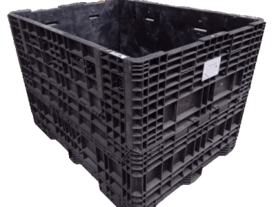 Reconditioned BCD 64" x 48" x 44" All Black All Good Runner Collapsible Bulk Container-2 Drop Doors