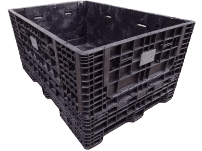 Reconditioned BCD 70" x 48" x 34" All Black All Good Runner Collapsible Bulk Container-4 Drop Doors