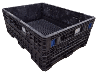 Reconditioned BCD 64" x 48" x 25" All Black All Good Runner Collapsible Bulk Container-2 Drop Doors 48" Side