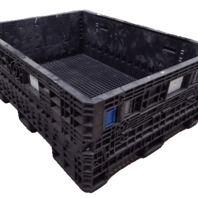 Reconditioned BCD 64″ x 48″ x 25″ All Black All Good Runner Bulk Container-2 Drop Doors 48″ Side