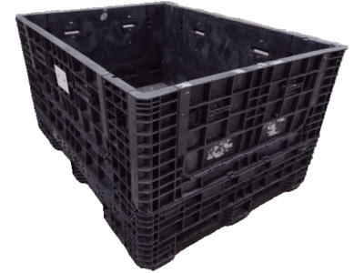 Reconditioned BCD 64" x 48" x 34" All Black All Good Runner Collapsible Bulk Container-4 Drop Doors