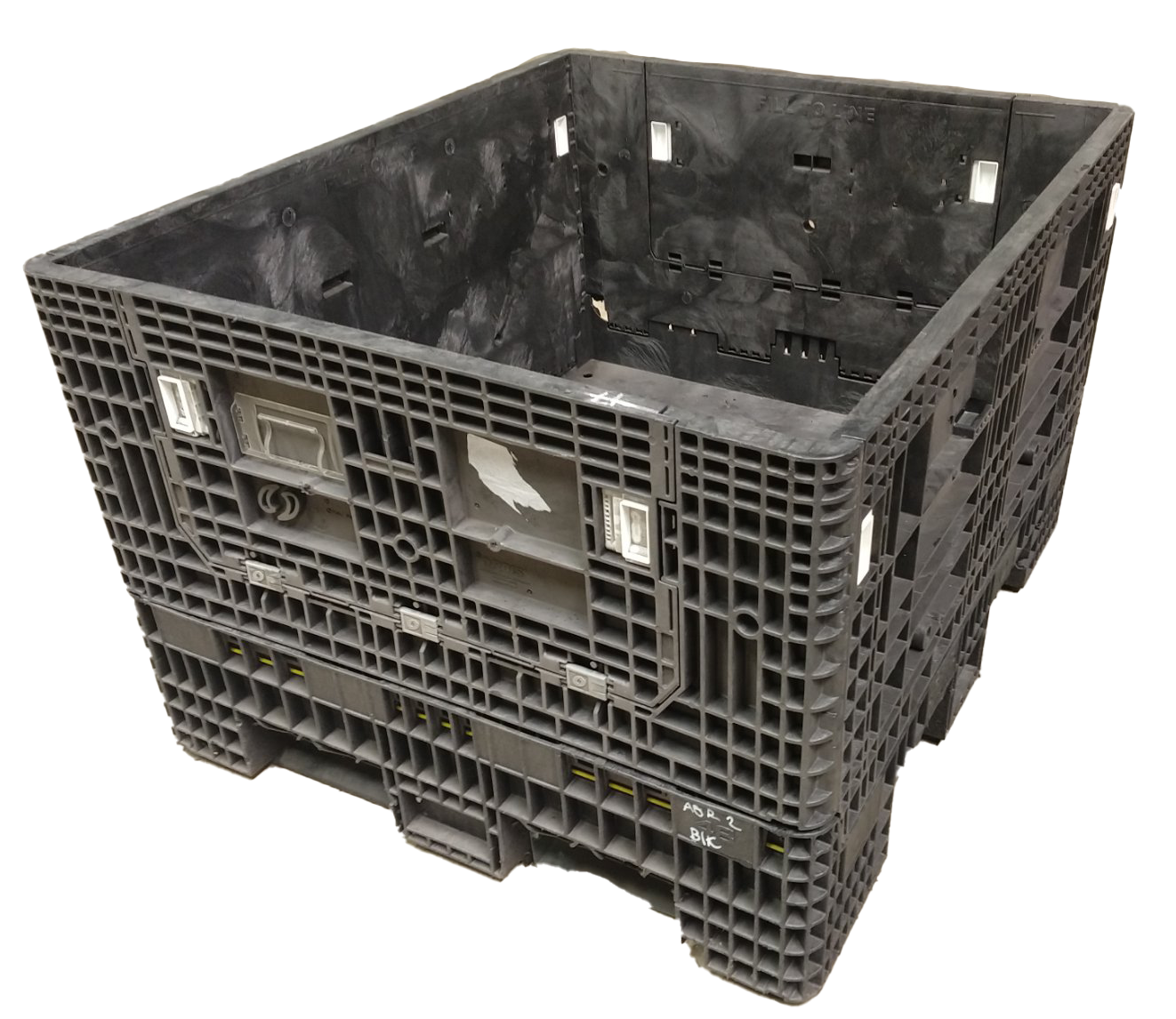 Reconditioned BCD 56" x 48" x 34" All Black All Good Runner Bulk Container-2 Drop Doors 48" Side