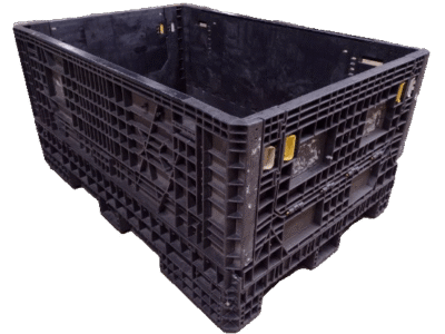 Reconditioned BCD 70" x 48" x 34" All Black All Good Runner Collapsible Bulk Container-2 Drop Doors 48" Side