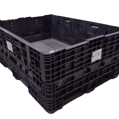 Reconditioned BCD 64″ x 48″ x 25″ All Black All Good Runner Bulk Container-2 Drop Doors 64″ Side