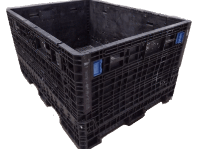 Reconditioned BCD 64" x 48" x 34" All Black All Good Runner Collapsible Bulk Container-2 Drop Doors 64" Side