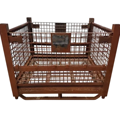 Used BCD 48″ x 45″ x 38″ Wire Basket – 2 Drop Doors 48″ Sides