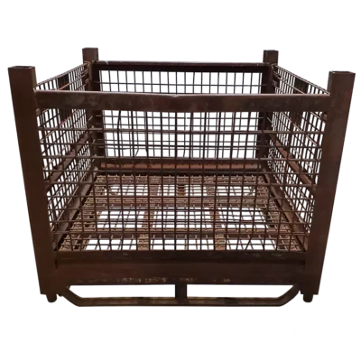 Used BCD 48″ x 45″ x 38″ Wire Basket – 2 Drop Doors 48″ Sides