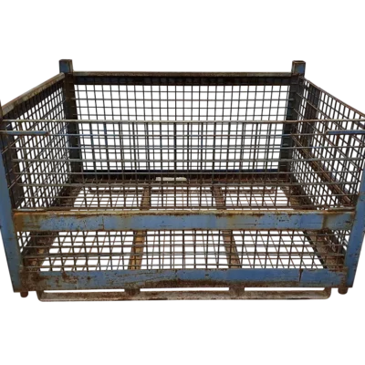 Used BCD 58.5″ x 45″ x 35″ Wire Basket – 1 Drop Door 58.5″ Side and 45″ Side
