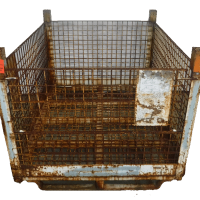 Used BCD 58″ x 45″ x 39″ Wire Basket – 1 Drop Door 58″ Side