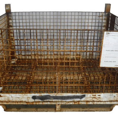 Used BCD 58″ x 45″ x 39″ Wire Basket – 1 Drop Door 58″ Side