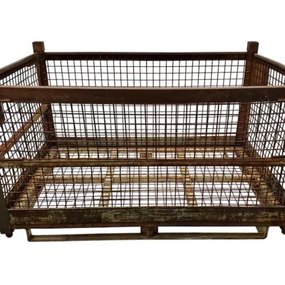 Used BCD 66″ x 45″ x 39″ Wire Basket – 1 Drop Door 66″ Side and 45″ Side